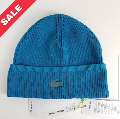 LACOSTE RIBBED BEANIE HAT WILLO/MARINE 