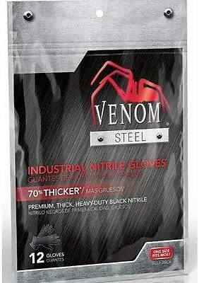 Venom Steel Nitrile Gloves Heavy Duty 6Mil Rip Resistance Black