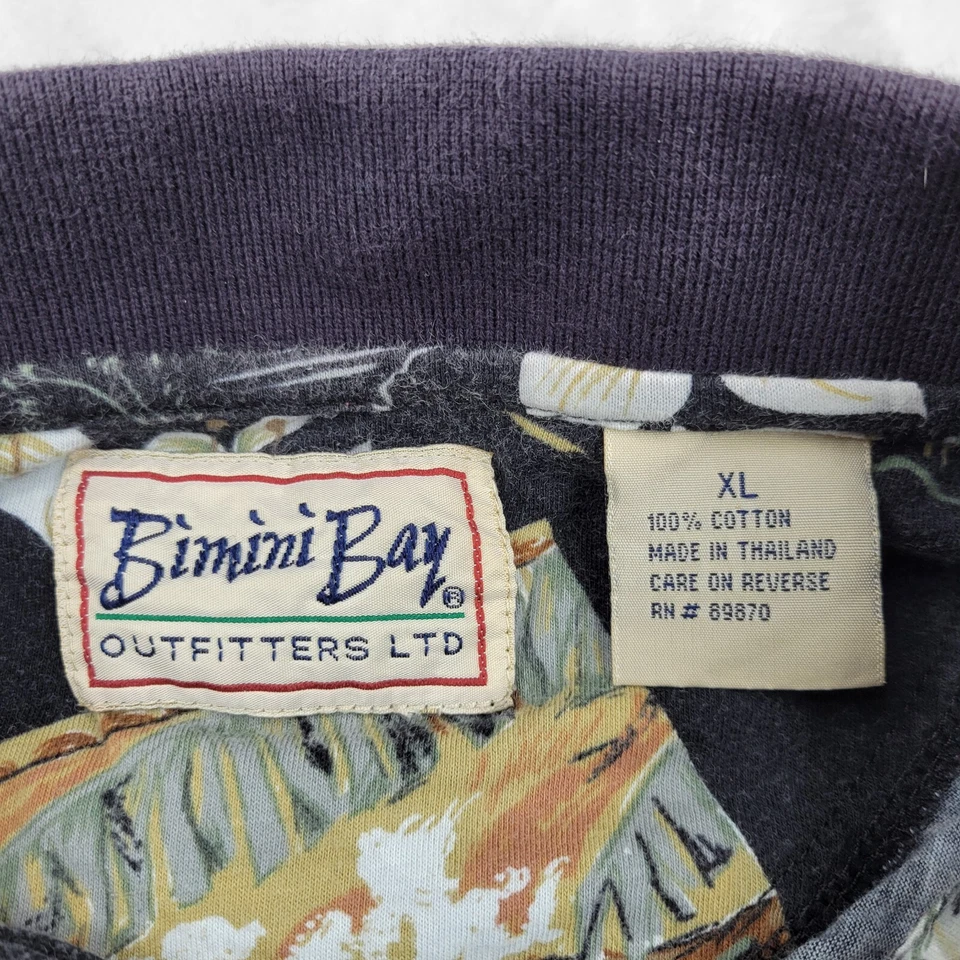 Bimini Bay Shirt Men Extra Large Black Golf Polo Tiki Hula Montego Bora Adult XL - Image 2 of 4
