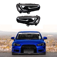 Audi Style Blackout Headlights For Mitsubishi Lancer / EVO X 08-17 Bi-Projector