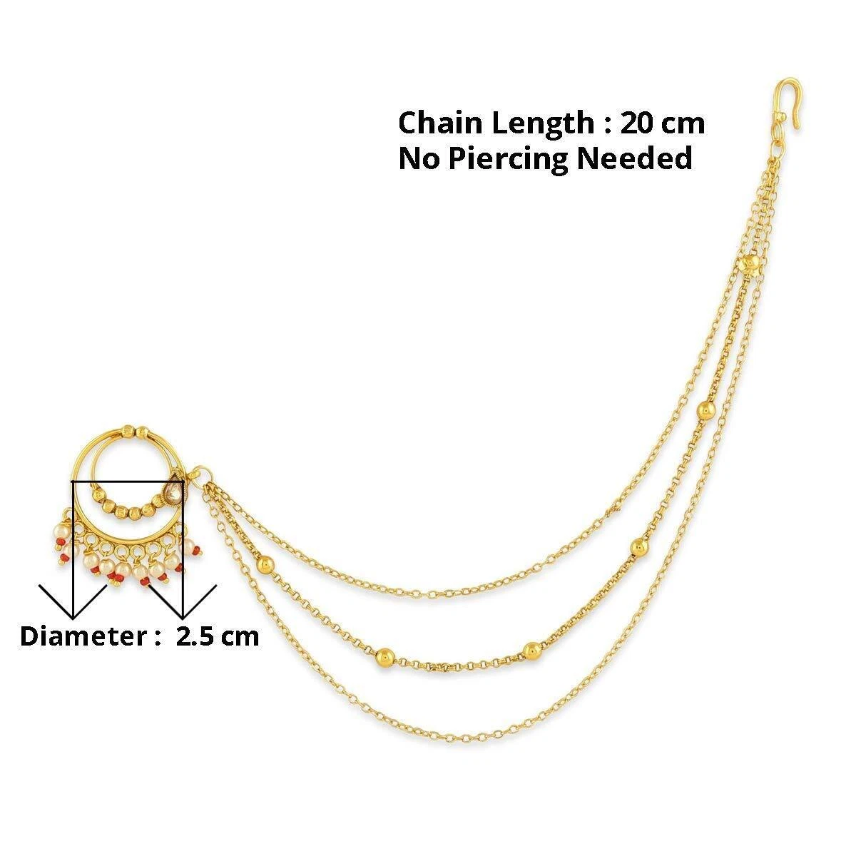 Nose ring with chain best sale designs