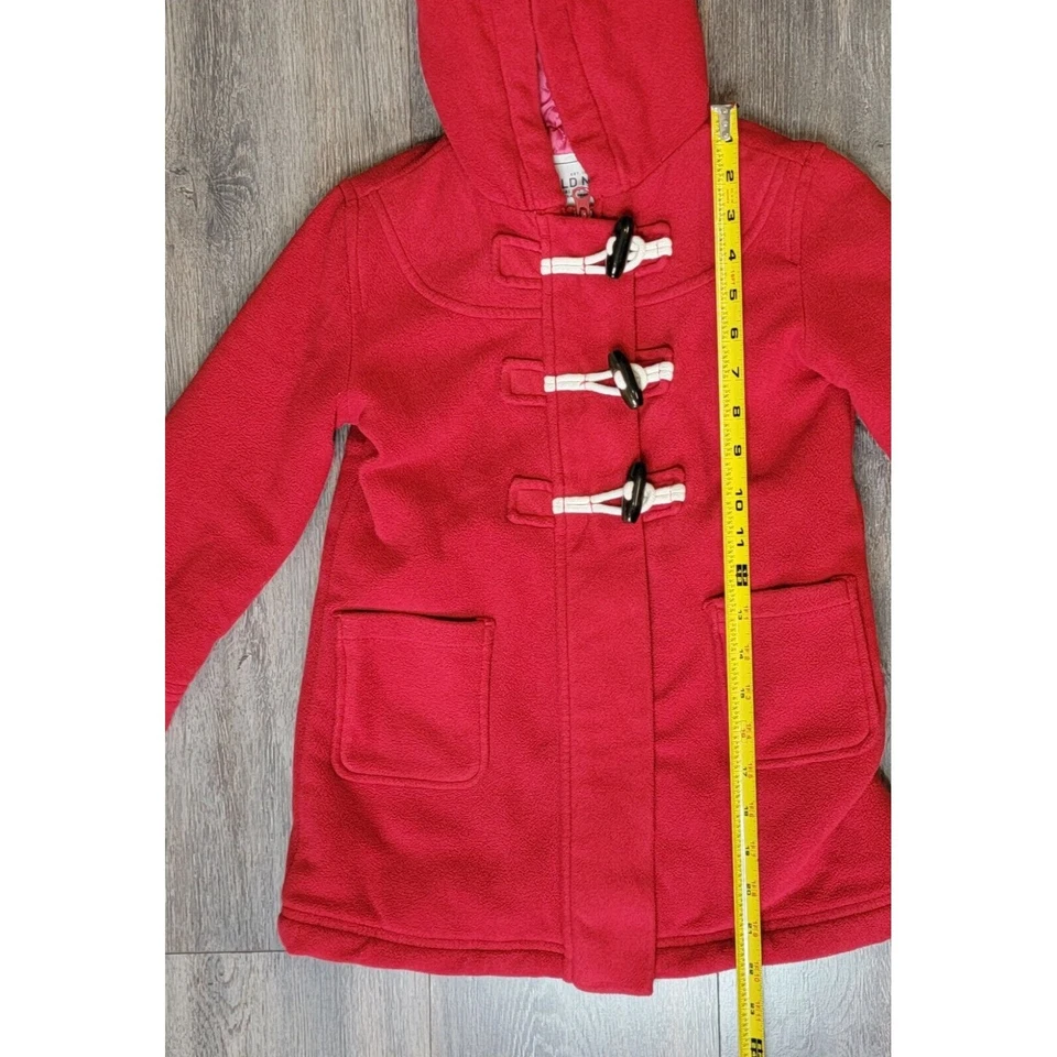 Antiguo Abrigo Azul Marino Niñas Talla XS Rojo Cremallera Completa 3 Hebillas Guisante Invierno Con Capucha Foto 3 de 4