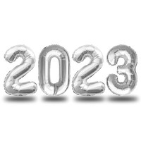 Folien Luftballon 2023 Silvester Neujahr Party Deko Ballons Zahlenballons Silber