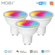 MOES WiFi GU10 Smart LED Light Bulbs RGB C W Dimmable Lamps 5W Alexa Google APP