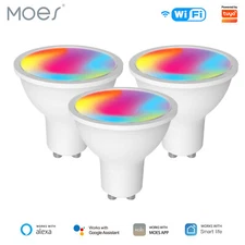 MOES WiFi GU10 Smart LED Light Bulbs Dimmable RGB C+W 2700-6500K 5W Alexa APP