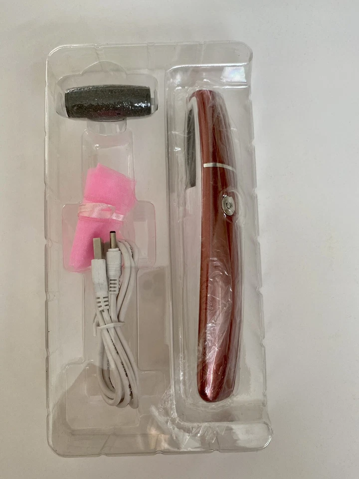 NIB Slim Design Rechargeable Electric Foot Callus Remover LED light Burgundy - Изображение 2 из 4