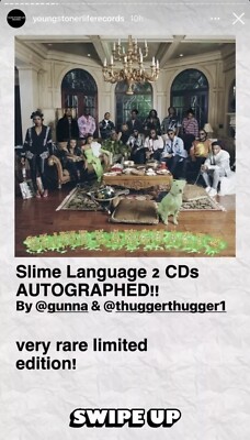 SIGNED BY BOTH YOUNG THUG AND GUNNA SLIME LANGUAGE 2 CD AUTHENTIC