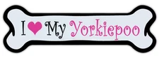 Pink Dog Bone Shaped Magnet - I Love My Yorkiepoo - Cars, Trucks, Refrigerators
