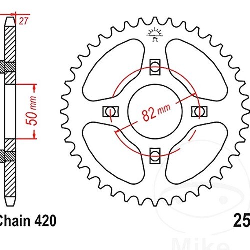 JT Rear Sprocket 42 T 420 P JTR256.42 For Honda XL 50 S A 82-83 - Picture 3 of 4