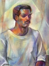 ANTIQUE DRAWING PORTRAIT MID CENTURY MODERN AFRICAN AMERICAN WALTER E COHEN JR