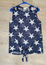 Bibi Knit Sleeveless Blue Stars Top Sz M