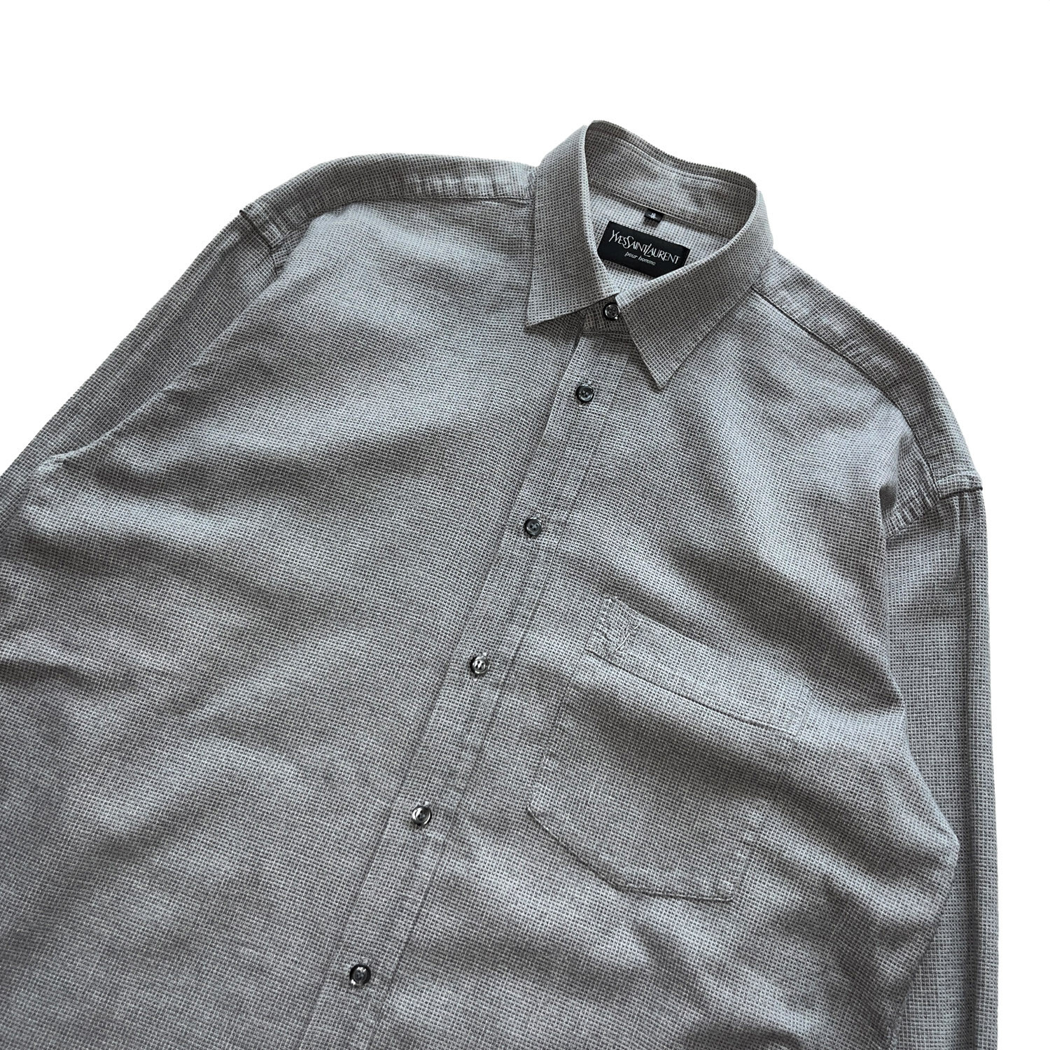 Yves Saint Laurent YSL Monogram Logo Uomo Abito Monotasche Waffle Camicia L