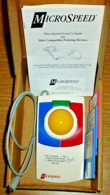 Vintage Micro Speed TrackBall Mouse Kid TRAC MAC 9928-PD380 MicroSpeed ...