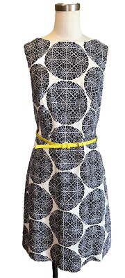 NEW The Limited Women s Printed Geometric Belted Shift Dress Size 8 Textured