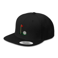Flat Bill Trucker Hat Golf Ball on Green Snapback Baseball Cap for Men and Women