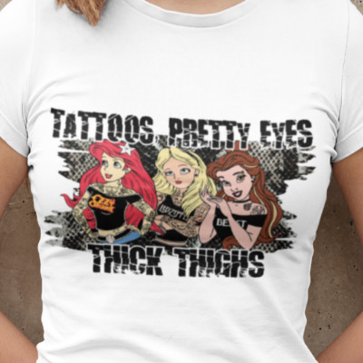 Punk Tattoo Pretty Eyes Thick Thighs Disney Princess T Shirt Or Racer Back Tank Ebay