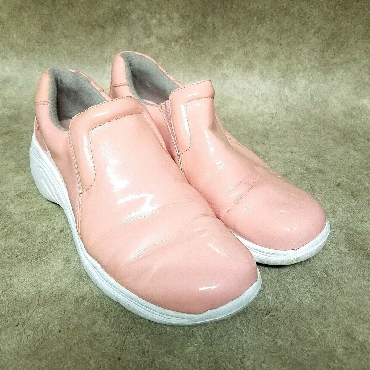 Nurse Mates Womens Dove 229912 Size Pink Leather Slip On Casual