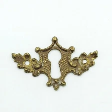SINGLE Vintage Brass Skeleton Key hole Escutcheon 1 3/4" x 1 1/16"