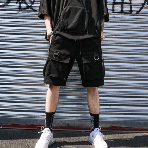 Mens Techwear Shorts Buckle Straps 