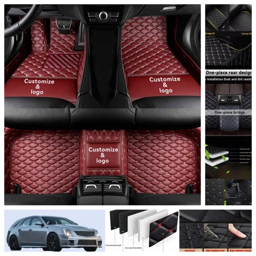 For Cadillac CTS Wagon 2010-2014 Car Floor Mats PU Leather Waterproof Carpets - Imagen 9 de 44
