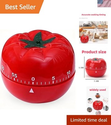 Stylish Red Mechanical Kitchen Timer - 60 Min Countdown - No Batteries Required