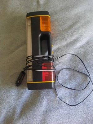 Emergency Spotlight With Flashing Hazard Light Black Runs On 6 'C' Batteries