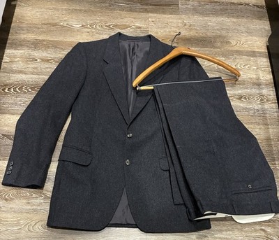 Vintage Hirmer Munchen 2 Piece Suit Gray Wool Jacket & Trousers See Measurements