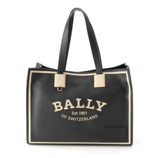 BALLY CRYSTALIA leather logo tote bag black [Authentic]
