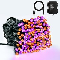 Lichterkette 10M 100LED Orange Lila Wasserdicht Mit Timer 8 Modi FüR Innen AußEn