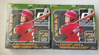 TWO 2026 Donruss Baseball Mega Box Factory Sealed 2 Autos/Mem Cards per box