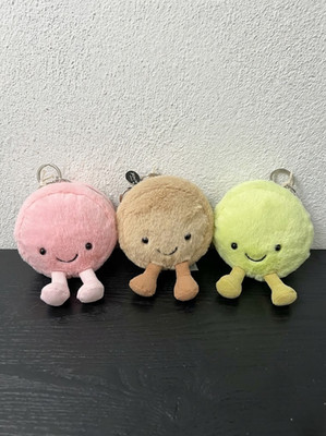 Jellycat Amuseables Mia Mona Max Macaron Plush Bag Charm Keychain Trio Set NWT