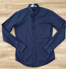 Hugo Boss Sharp Fit Shirt Mens Small Blue Geometric Button Down