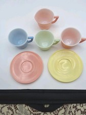 Vintage Modern Tone Child's Misc Dishes 6 Pieces Pastel Colors Collectibles