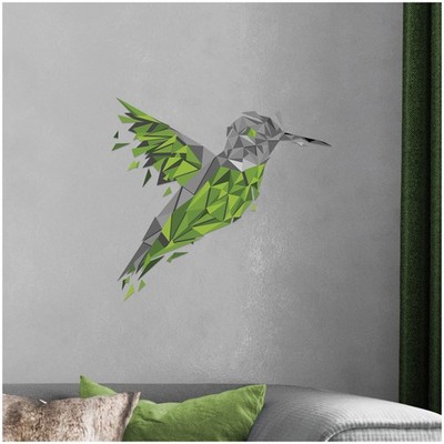 Wandtattoo Polygon Vogel Grün Wandschmuck 56x60cm Tiere Deko Wandsticker W011-05