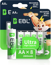 EBL AA Rechargeable Batteries (Retail Package), 1.2V 2800Mah AA Battery 12.93 per battery