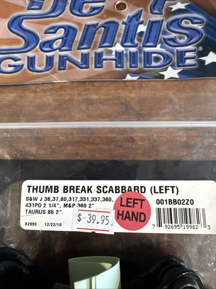 DESANTIS Thumb Break Scabbard Left Handed BLK leather Smith and Wesson J Frame - Image 2 of 4