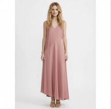 Theory NWOT Mauve V Neck Asymmetrical Maxi Slip Dress 8 Quiet Luxury Chic