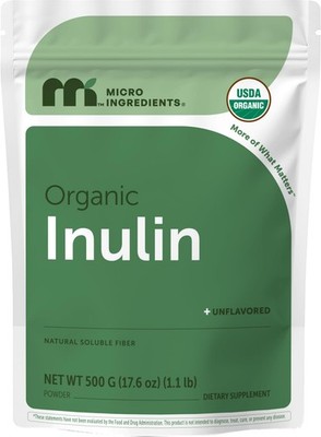 Organic Inulin FOS Fiber Powder, 1.1 lb | Quick Water-Soluble Prebiotic | Nat...