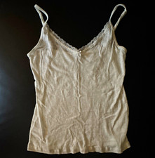 Brandy Melville White Lace Trim V-Neck Camisole Tank Top Spaghetti Strap Shirt