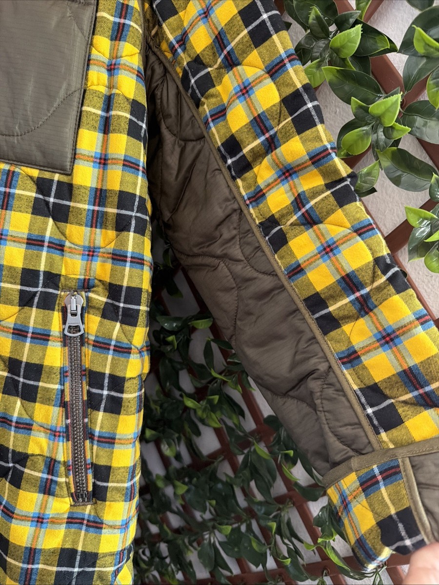 Burberry London England Yellow & Green Plaid Charfield Jacket Size