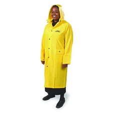Condor 6At78 Raincoat With Detachable Hood, Pvc, 49 In Length, Snap Closure,