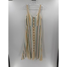 Madewell Women's Linen Fitted-Bottice Midi Dress - Pale Parchment Carnival - 2