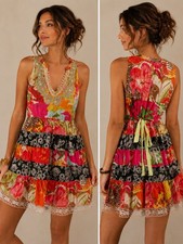 Free People Colorful Bright Patchwork Dress Womens Sz M