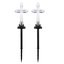 2 Piezas Cementerio Luces Solares Tumba Exterior para Tumbas Cruz Conmemorativa