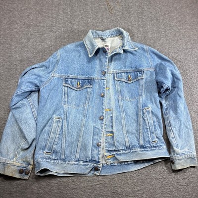 Vintage Brittania Denim Jacket Mens Large Blue Distressed 80s Punk Grunge
