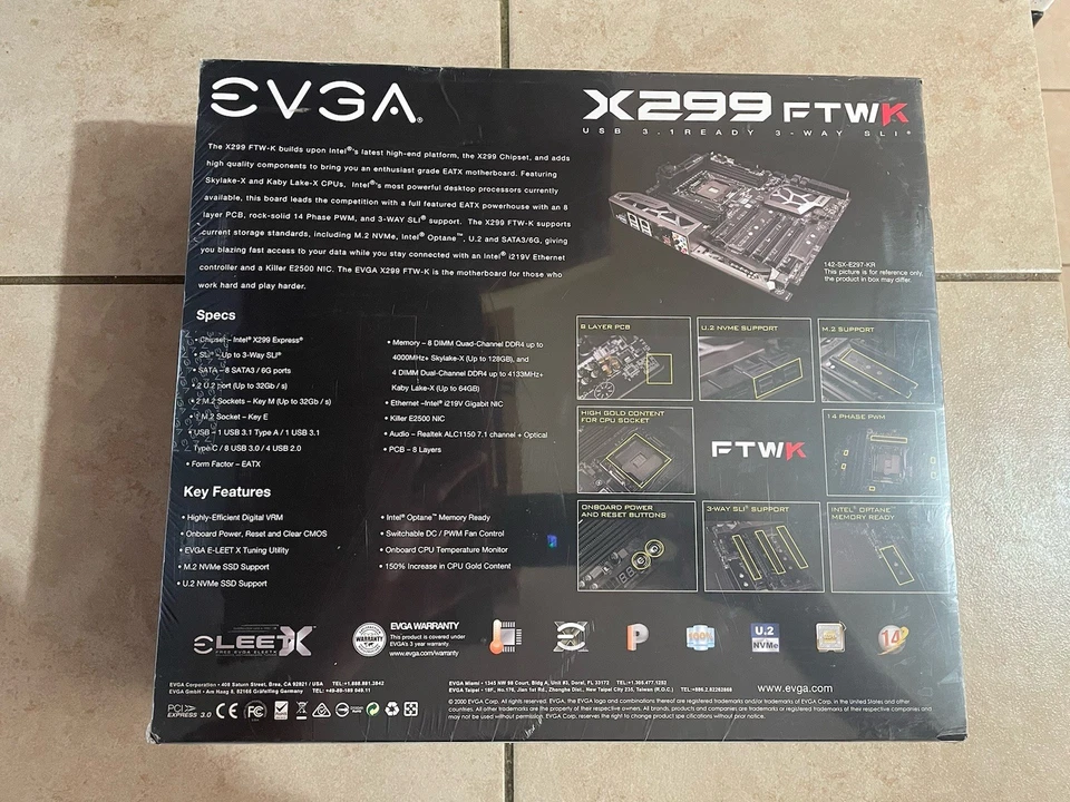NEW EVGA X299 FTWK Gaming Motherboard (unopened in wrapper) - Image 2 of 2