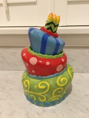 VTG TOPSY TURVY CAKE CANNISTER/COOKIE JAR CELEBRATE EVERYTHING Ceramic Serveware