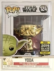 FUNKO POP STAR WARS 124 YODA (GOLD) FIGURE w/PROTECTOR 2019 GALACTIC CONVENTION