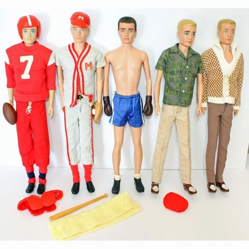 5 Vintage Ken Dolls Mattel 1961, Dressed in C/E/NM outfits