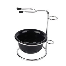 Stainless Steel Shaving Brush Stand Black Bowl Holder Dual Purpose Organizer